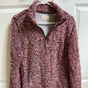 Fuzzy maroon quarter zip